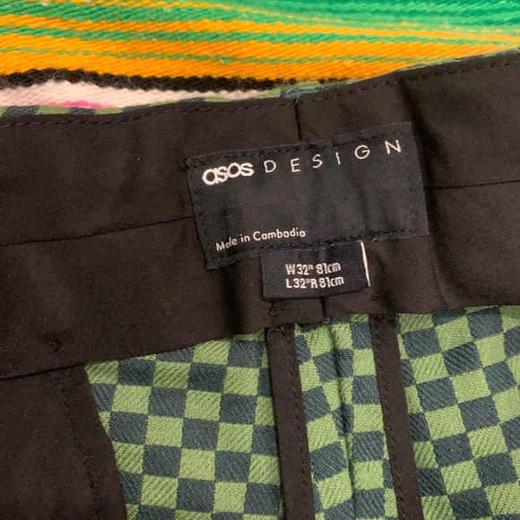 *NEW* Unisex ASOS DESIGN skinny suit pants in green checkerboard 32”by 32” - Picture 4 of 6